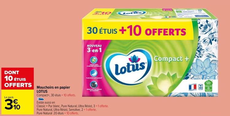 Lotus - Mouchoirs En Papier offre à 3,1€ sur Carrefour Market