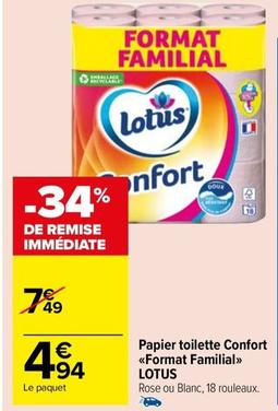 Lotus - Papier Toilette Confort  offre à 4,94€ sur Carrefour Market