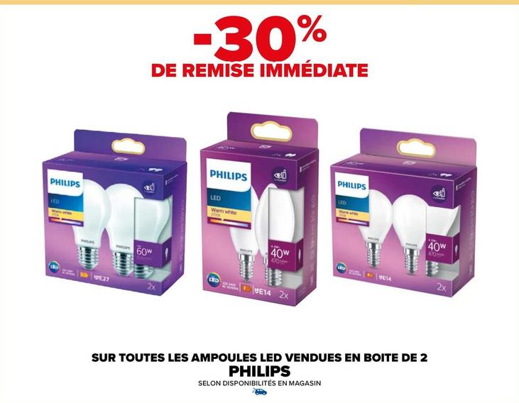 Philips - Sur Toutes Les Ampoules Led vendues En Boite De 2  offre sur Carrefour Market
