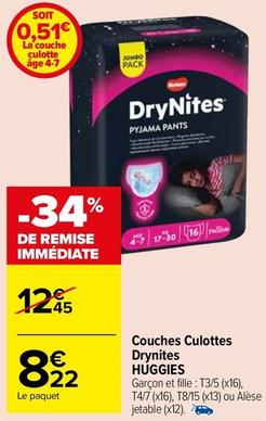 Huggies - Couches Culottes Drynites offre à 8,22€ sur Carrefour Market