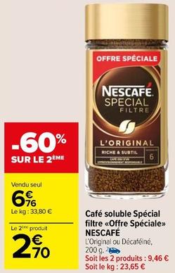 Nescafé - Café Soluble Spécial Filtre Offre Spéciale offre à 6,76€ sur Carrefour Market