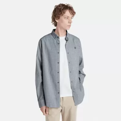 Chemise vichy en popeline pour homme en bleu offre à 85€ sur Timberland