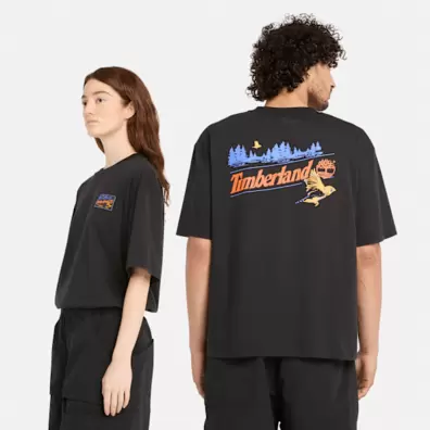 T-shirt graphique à manches courtes unisexe en noir offre à 24€ sur Timberland