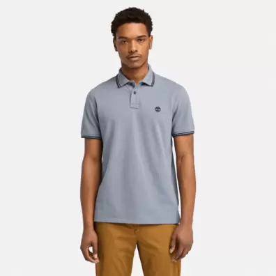 Polo en piqué avec liserés Millers River pour homme en gris offre à 45€ sur Timberland