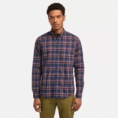 Chemise à carreaux en popeline extensible pour homme en bleu offre à 45€ sur Timberland