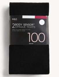 Lot de 2 paires de collants opaques 100 deniers, dotés de la technologie Body Sensor™