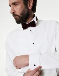 Robe chemise coupe ajustée en coton de qualité supérieure à poignets mousquetaires