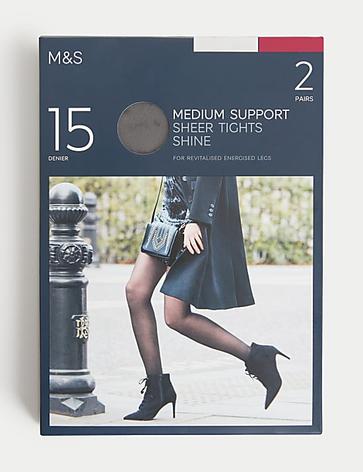 Lot de 2 paires de collants transparents 15 deniers à maintien moyen offre à 15€ sur Marks & Spencer