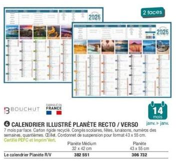 Bouchut - Calendrier Illustré Planète Recto/Verso offre à 14€ sur Hyperburo