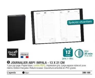 Quo Vadis - Journalier ABP1 13 X 21 Cm offre sur Hyperburo