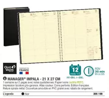 Quo Vadis - Manager Impala 21 X 27 Cm offre sur Hyperburo