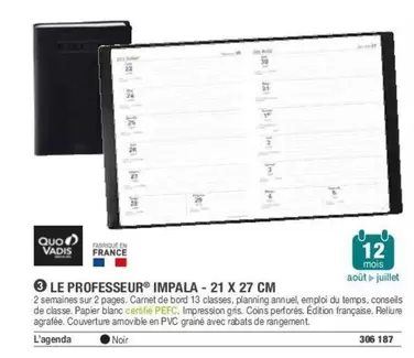 Quo Vadis - Le Professeur Impala - 21 X 27 CM offre sur Hyperburo