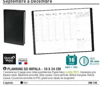 Quo Vadis - Planning So Impala 18 X 24 Cm offre sur Hyperburo