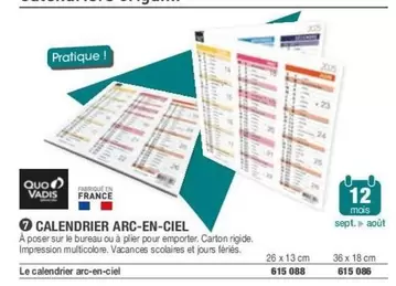 Quo Vadis - Calendrier Arc-En-Ciel offre sur Hyperburo