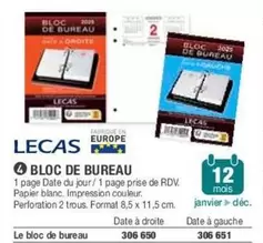 Lecas - Bloc De Bureau offre sur Hyperburo