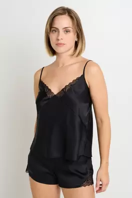 TOP EN SATIN ET DENTELLE NOIR offre à 25,99€ sur Rougegorge