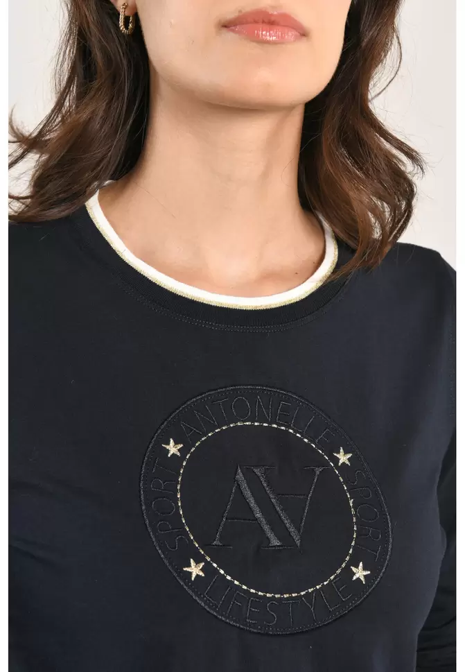 NARROW - TEE SHIRT COL ROND ML - MARINE offre à 59€ sur Antonelle