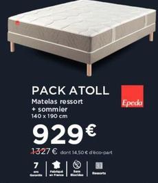 Pack Atoll Matelas Ressort + Sommier offre à 929€ sur Atlas