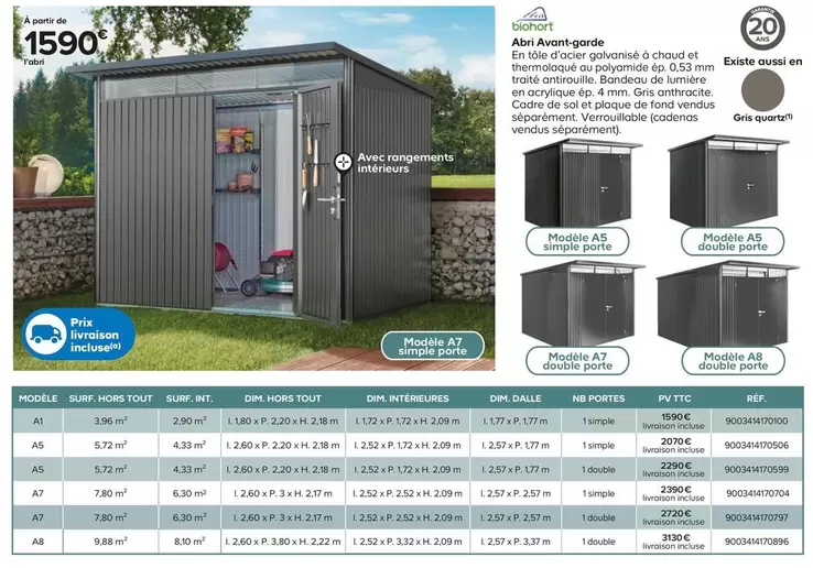 Biohort - Abri Avant-Garde offre à 1590€ sur Castorama