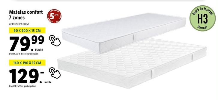 Matelas Confort 7 Zones