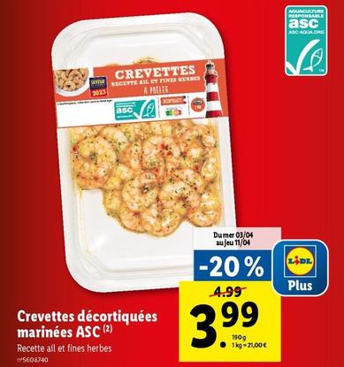 Crevettes Décortiquées Marinées Asc