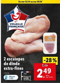 2 escalopes de dinde extra-fines