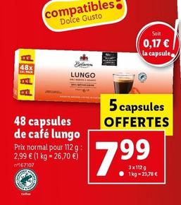 48 capsules de café lungo