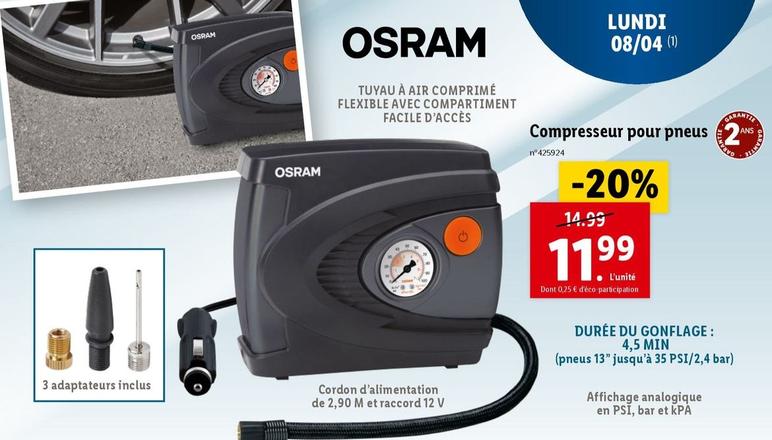 osram - compresseur pour pneus 