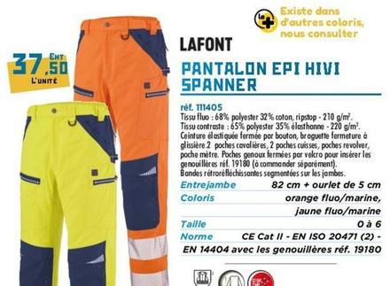 Lafont - Pantalon Epi Hivi Spanner offre à 37,5€ sur Master Pro