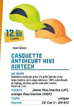 Portwest - Casquette Antiheurt Hivi Airtech offre à 12,9€ sur Master Pro