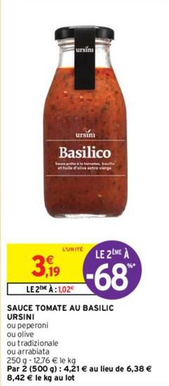 Ursini - Sauce Tomate Au Basilic  offre à 3,19€ sur Intermarché