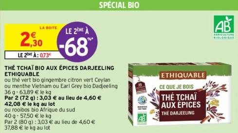 Ethiquable - Thé Tchat Bio Aux Épices Darjeeling offre à 2,3€ sur Intermarché