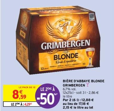 Grimbergen - Bière D'Abbaye Blonde offre à 8,59€ sur Intermarché