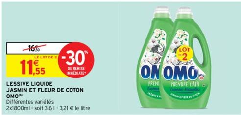 Omo - Lessive Liquide Jasmin Et Fleur De Coton offre à 11,55€ sur Intermarché