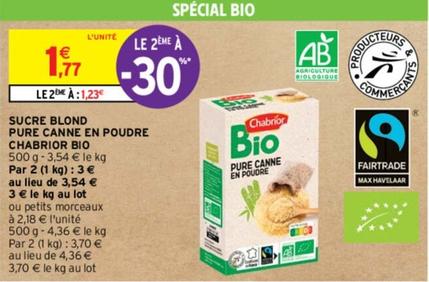 Chabrior - Sucre Blonde  Pure Canne En Poudre Bio  offre à 1,77€ sur Intermarché