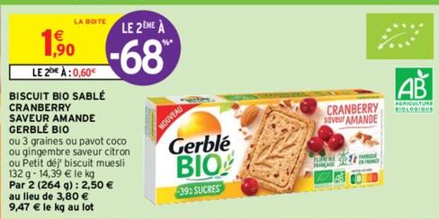 Gerblé - Bio Biscuit Bio Sablé Cranberry Saveur Amande offre à 1,9€ sur Intermarché