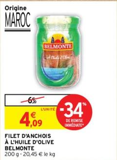 Belmonte - Filet D'anchois À L'huile D'olive offre à 4,09€ sur Intermarché