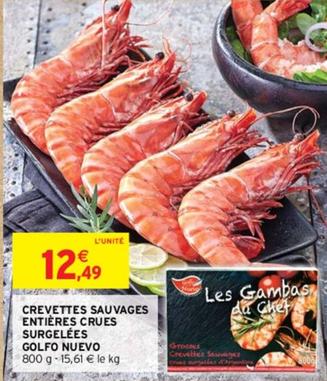 Golfo Nuevo - Crevettes Sauvages Entières Crues Surgelées offre à 12,49€ sur Intermarché