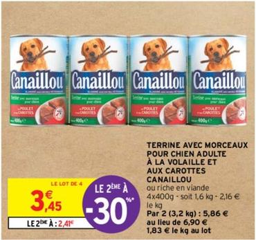 Canaillou - Terrine Avec Morceaux Pour Chien Adulte À La Volaille Et Aux Carottes offre à 3,45€ sur Intermarché