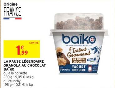 Baïko - La Pause Légendaire Granola Au Chocolat offre à 1,99€ sur Intermarché