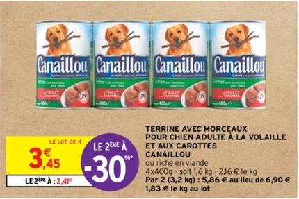 Canaillou - Terrine Avec Morceaux Pour Chien Adulte À La Volaille Et Aux Carottes offre à 3,45€ sur Intermarché