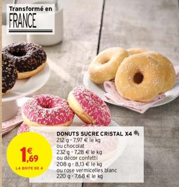 Donuts Sucre Cristal X4 offre à 1,69€ sur Intermarché