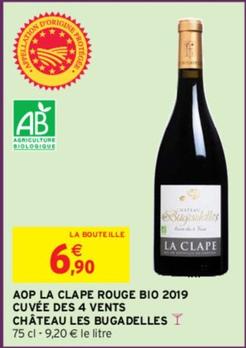 Domaine Des Quatre Vents - AOP La Clape Rouge Bio 2019 Cuvée offre à 6,9€ sur Intermarché