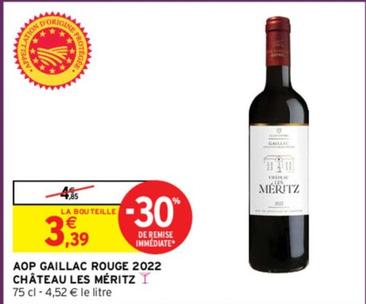 Château Les Méritz - AOP Gaillac Rouge 2022 offre à 3,39€ sur Intermarché