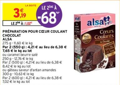 Alsa - Preparation Pour Coeur Coulant Chocolat  offre à 3,19€ sur Intermarché