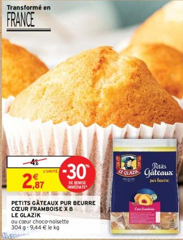 Le Glazik - Petits Gâteaux Pur Beurre Cœur Framboise X 8 offre à 2,87€ sur Intermarché