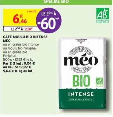 Méo - Café Moulu Bio Intense  offre à 6,46€ sur Intermarché