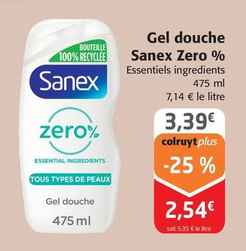 Sanex - Gel Douche Zero 0% offre à 3,39€ sur Colruyt