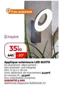 Inspire - Applique Exterieure LED Quito offre à 35,9€ sur Weldom
