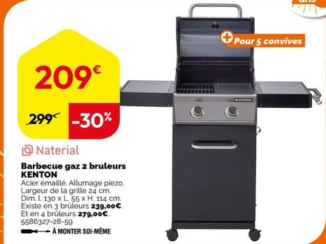 Naterial - Barbecue Gaz 2 Bruleurs Kenton  offre à 209€ sur Weldom
